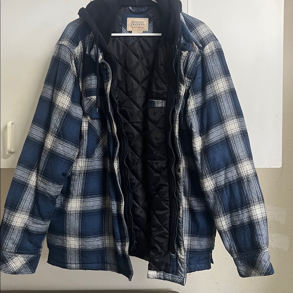 Eddie Bauer Navy and White Plaid Jacket